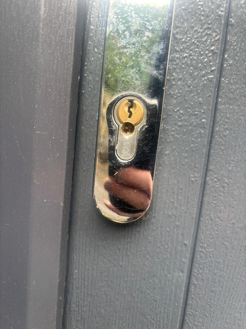 A new euro cylinder and keys fitted to a composite door after the keys were lost