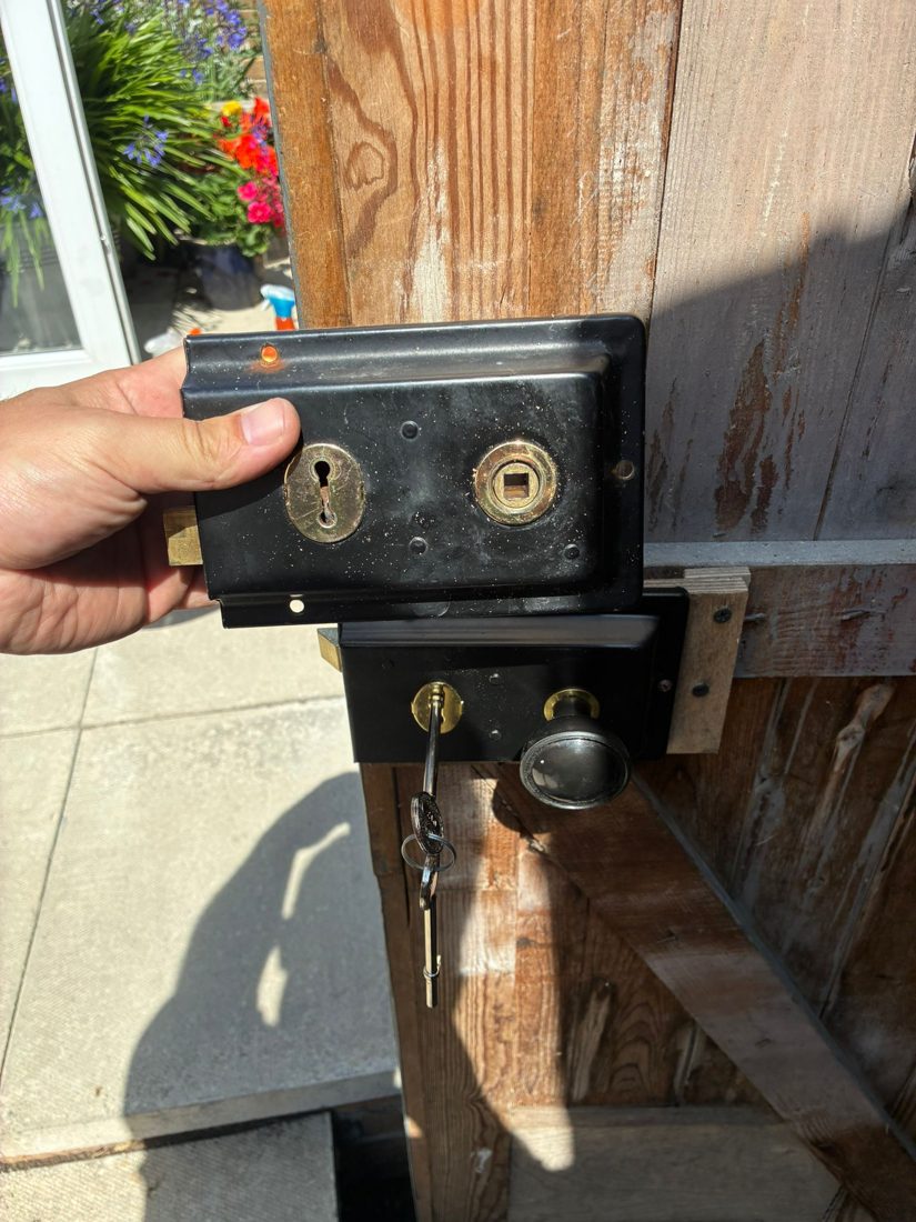 Gain entry and replaced failed rim sashlock on wooden garage door — Lockout in Halifax by LocksmithLocal