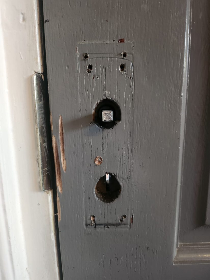 Lost keys to the wooden door gained entry and replaced ( cust tried grinding bolt) — Lockout in Halifax by LocksmithLocal