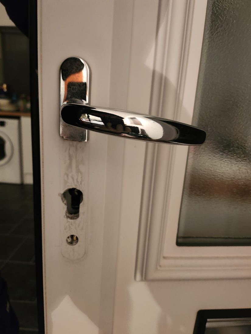 Attempted breaking replaced handles and upgraded euro cylinder — Burglary Repair in Halifax by LocksmithLocal