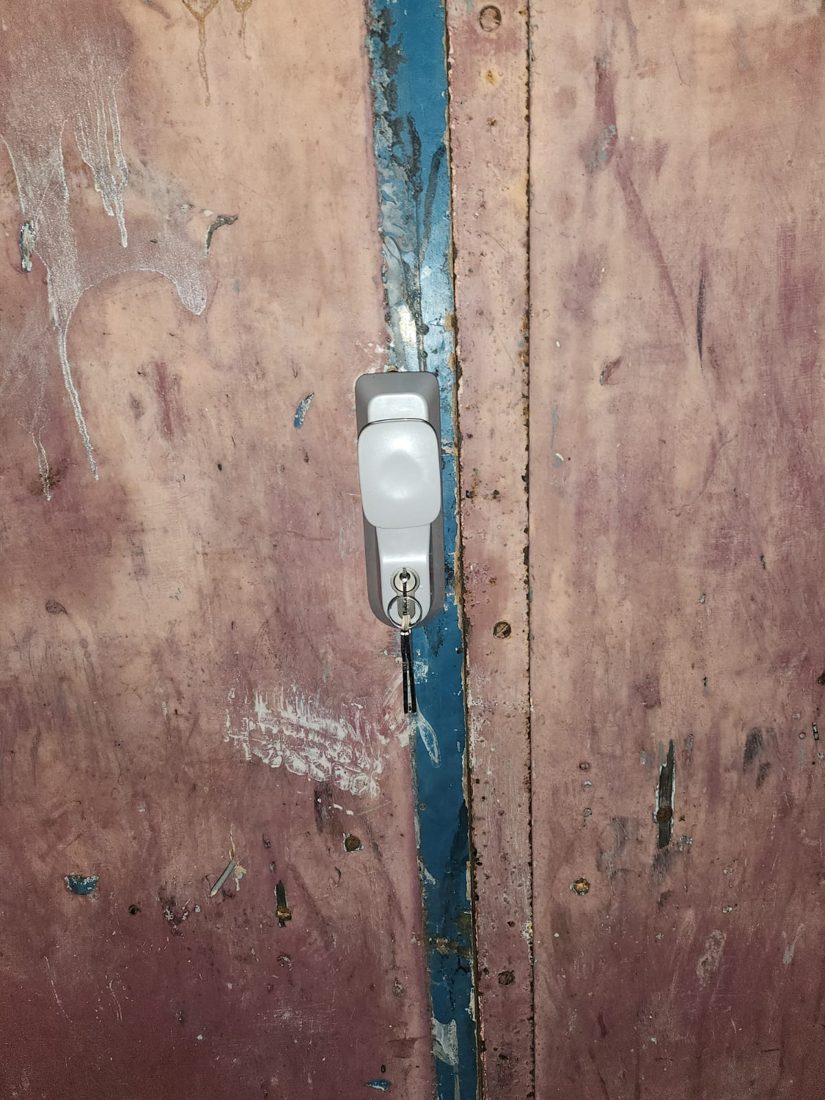 Emergency fire exit/panic push bar and outside access handle fitted to the double fire doors — Lock Change in Halifax by LocksmithLocal