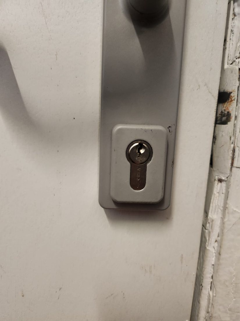 Lost key to emergency fire door gained entry snd replaced the euro cylinder — Lockout in Bradford by LocksmithLocal