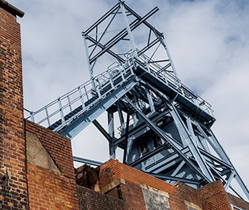 Preserved colliery pit-head gear, a reminder of Barnsley's mining heritage
