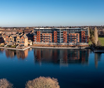 Waterside apartments overlooking the lake at Lakeside in Doncaster