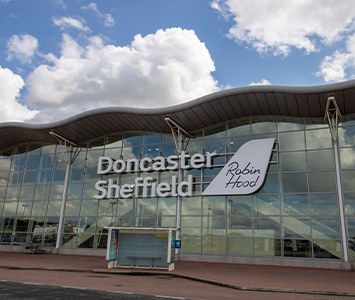 The terminal entrance at the former Doncaster Sheffield Airport, on the southern edge of the borough
