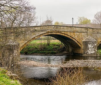 The old stone road bridge over the River Nidd at Pateley Bridge, the gateway town to upper Nidderdale