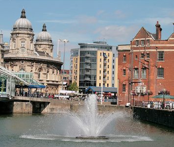 The domed Hull Maritime Museum, the striking Victorian former Dock Offices of 1871, beside the marina in the heart of the city