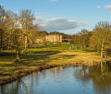 The Yorkshire Sculpture Park in the Bretton estate at West Bretton, the 18th-century hall set above its lake and rolling parkland