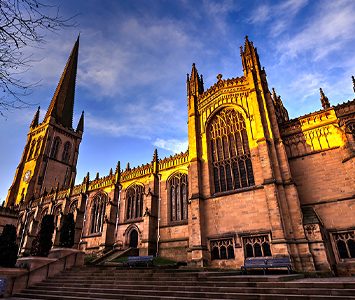 Wakefield Cathedral (the Cathedral Church of All Saints) on Kirkgate, whose 247ft spire is the tallest in Yorkshire and dominates the city-centre skyline
